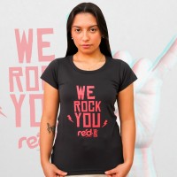 Camiseta Baby look  Preta | Coleção We Rock You